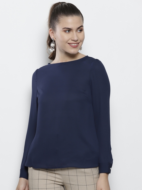 

DOROTHY PERKINS Women Navy Blue Solid Top