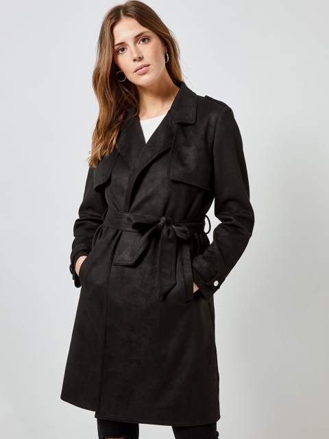 

DOROTHY PERKINS Women Black Solid Overcoat