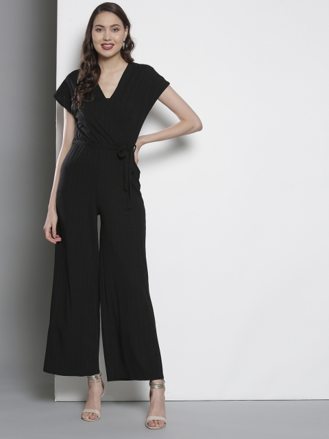 

DOROTHY PERKINS Women Black Self Striped Basic Jumpsuit