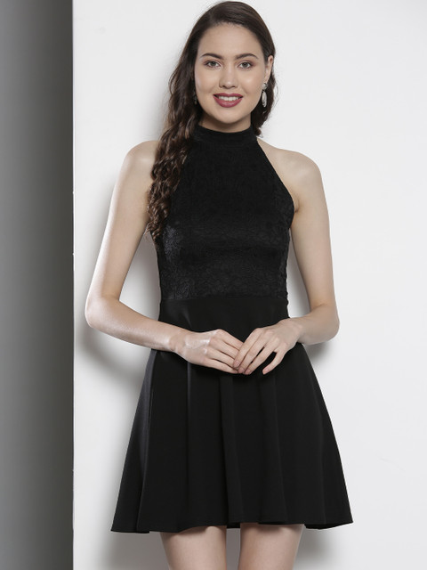 

DOROTHY PERKINS Women Solid Black A-Line Dress