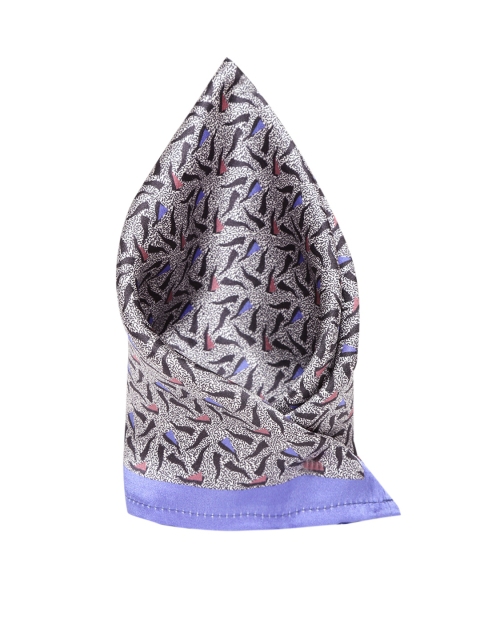 

Park Avenue Off-White & Black Silk Printed Pocket Square