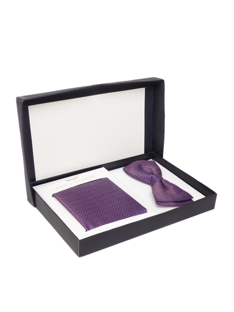 

Park Avenue Set of Purple & Red Woven Design Bow Tie & Pocket Square