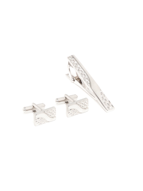 

Park Avenue Men Set of Silver-Toned Textured Cufflinks & Tie-Pin