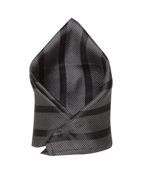 

Park Avenue Black & White Silk Striped Pocket Square