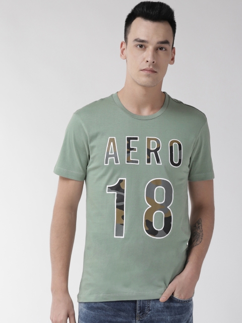 

Aeropostale Men Green Printed Round Neck T-shirt