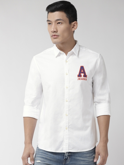 

Aeropostale Men White Regular Fit Solid Casual Shirt