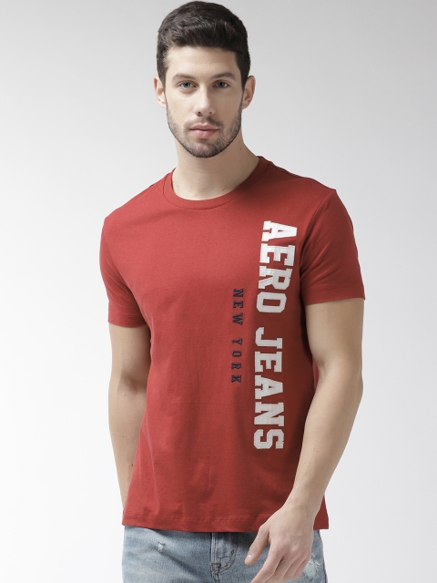 

Aeropostale Men Maroon & White Self Design Round Neck T-shirt
