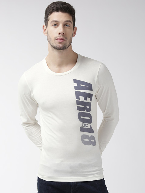 

Aeropostale Men Off-White Printed Round Neck T-shirt