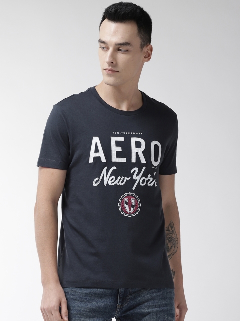 

Aeropostale Men Navy Blue & White Printed Round Neck T-shirt