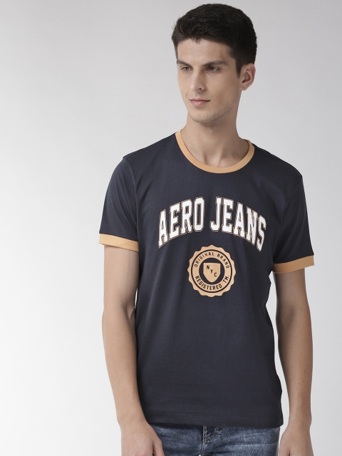 

Aeropostale Men Navy Blue Printed Round Neck T-shirt