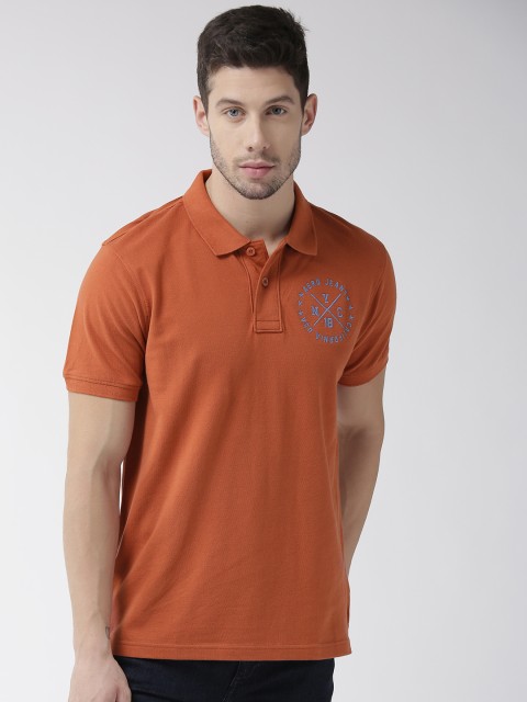 

Aeropostale Men Rust Orange Solid Polo Collar T-shirt