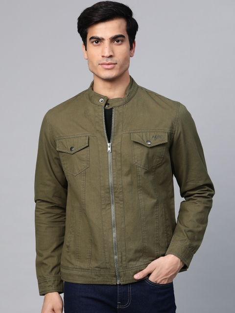 

Aeropostale Men Olive Green Solid Tailored Jacket