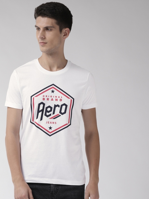 

Aeropostale Men White & Black Printed Round Neck T-shirt