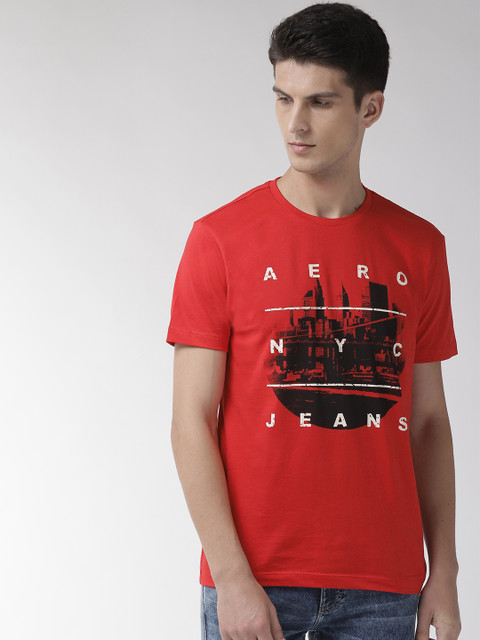 

Aeropostale Men Red & Black Printed Round Neck T-shirt