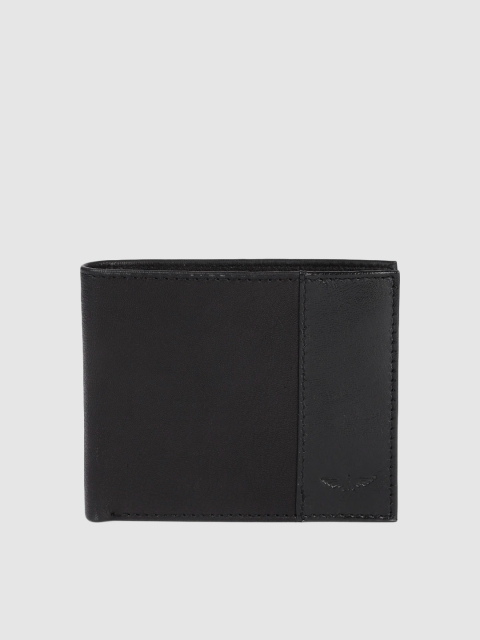 

Park Avenue Men Black Solid Two Fold Leather Wallet
