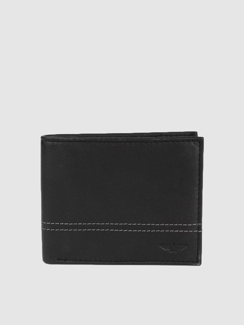 

Park Avenue Men Black Solid Two Fold Leather Wallet