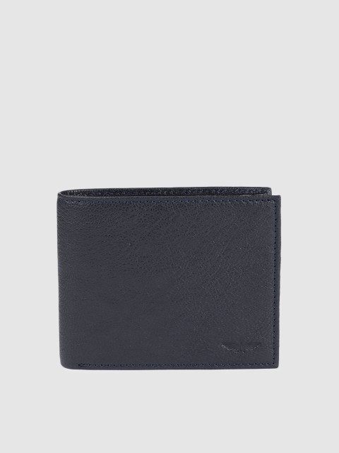 

Park Avenue Men Navy Blue Leather Solid Two Fold Wallet