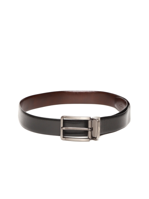 

Park Avenue Men Black & Coffee Brown Reversible Italian Leather Snakeskin Textured Belt