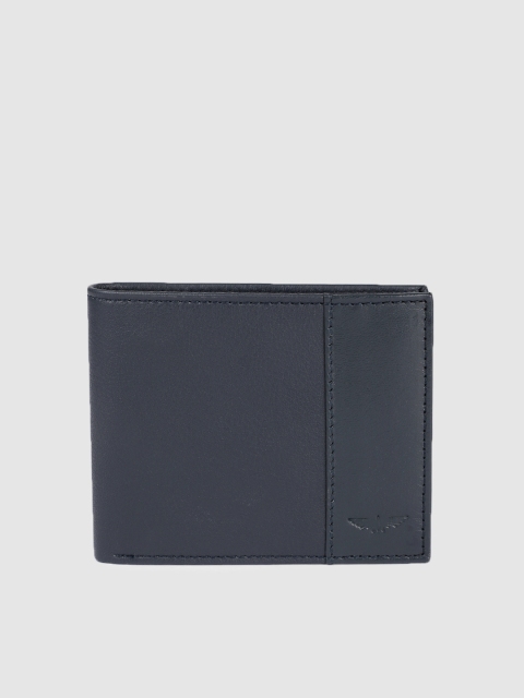 

Park Avenue Men Blue Solid Two Fold Leather Wallet