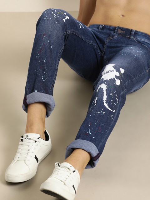 

Moda Rapido Men Blue Slim Fit Mid-Rise Clean Look Stretchable Jeans With Printed Detail