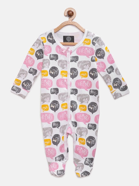 

Tambourine Infants White & Grey Printed Sleepsuit, Multi