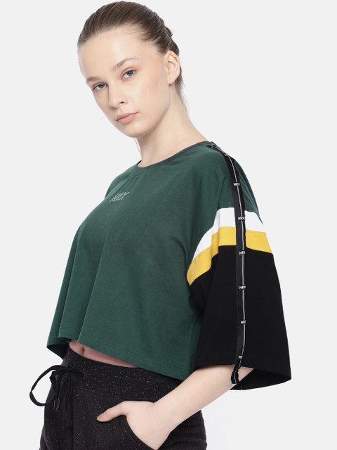 

HRX by Hrithik Roshan Women Green Solid Round Neck T-shirt