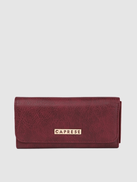 

Caprese Women Burgundy Solid Three Fold Wallet