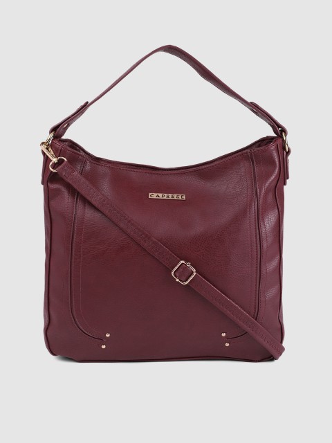 

Caprese Maroon Solid Hobo Bag
