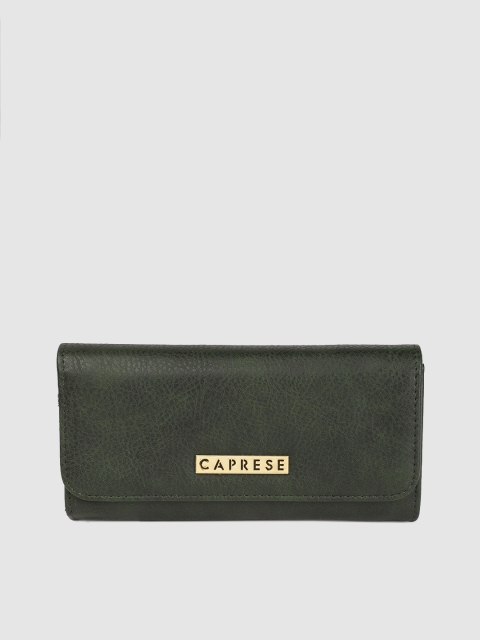 

Caprese Women Olive Green Solid Three Fold Wallet