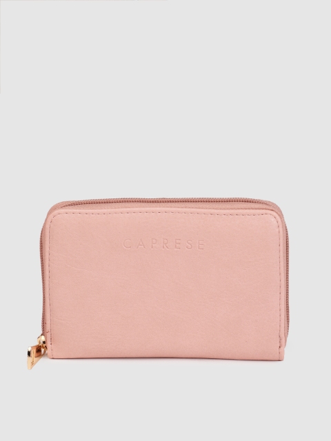 

Caprese Women Pink Solid Zip Around Wallet