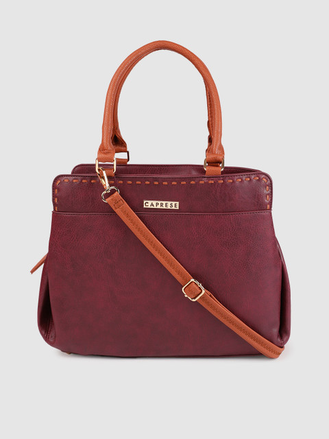 

Caprese Burgundy Solid Handheld Bag with Detachable Sling Strap