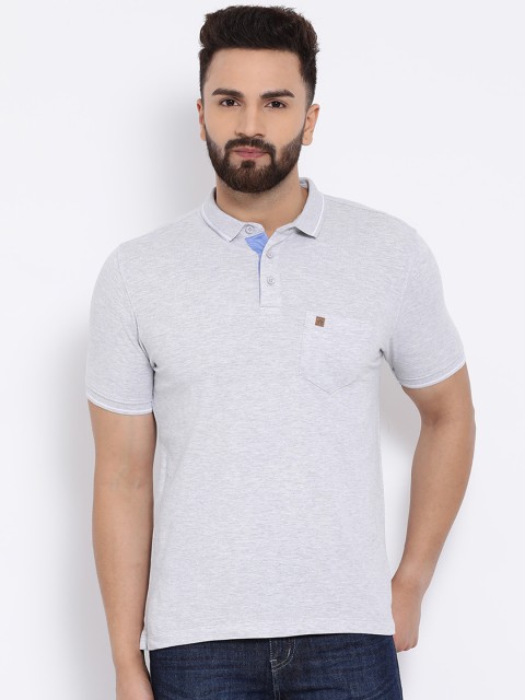 

Crimsoune Club Men Grey Solid Polo Collar T-shirt