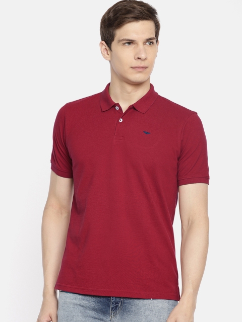 

Park Avenue Men Red Solid Slim Fit Polo Collar T-shirt