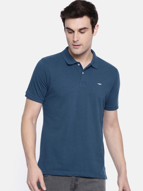 

Park Avenue Men Teal Blue Solid Polo Collar T-shirt