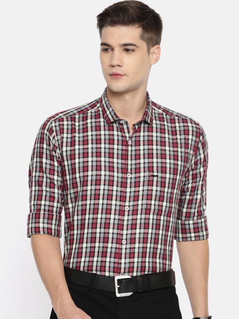 

Park Avenue Men Red & Grey Slim Fit Checked Smart Casual Shirt