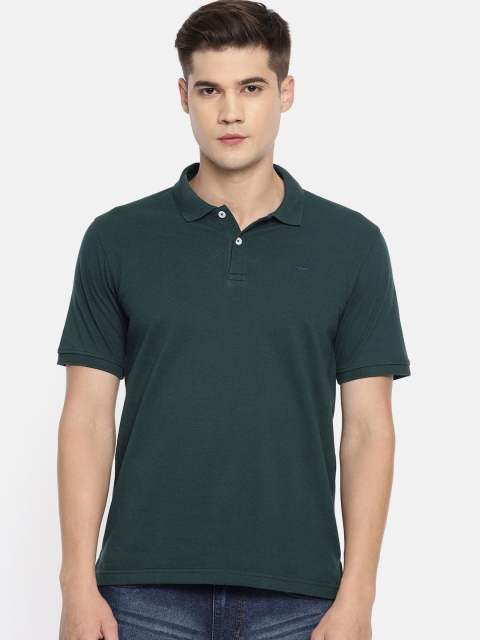 

Park Avenue Men Green Solid Slim Fit Polo Collar T-shirt