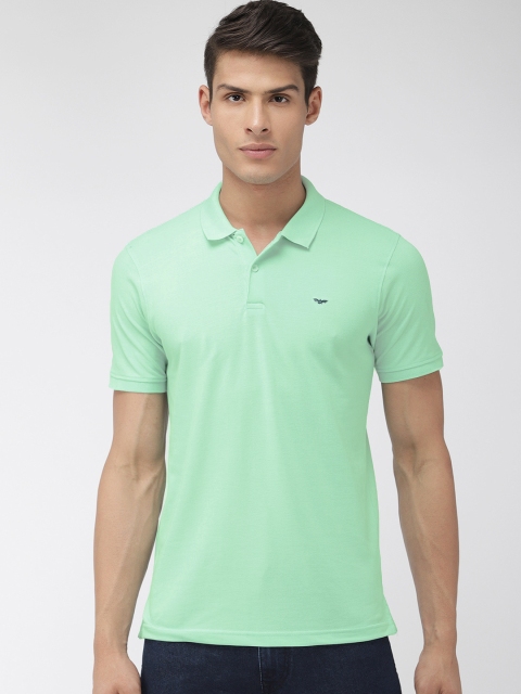 

Park Avenue Men Sea Green Solid Slim Fit Polo Collar T-shirt