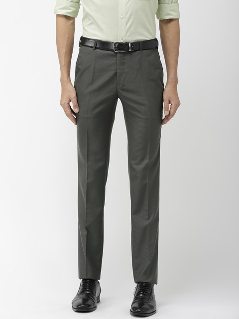 

Raymond Men Green Slim Fit Printed Formal Trousers