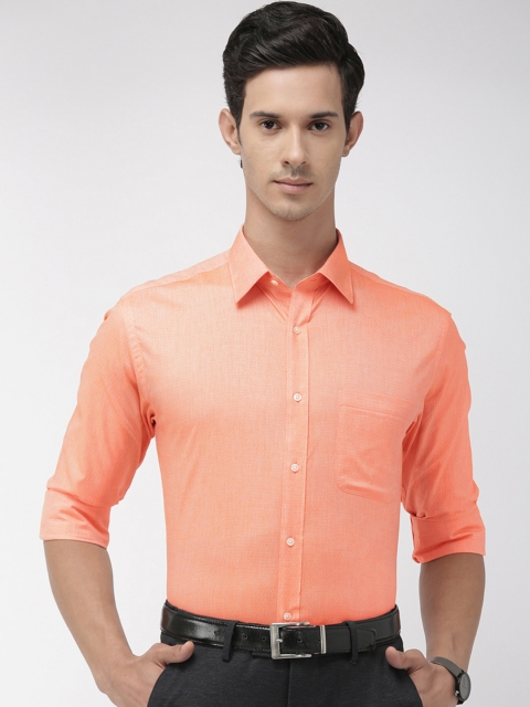 

Raymond Men Orange Slim Fit Self Design Formal Shirt