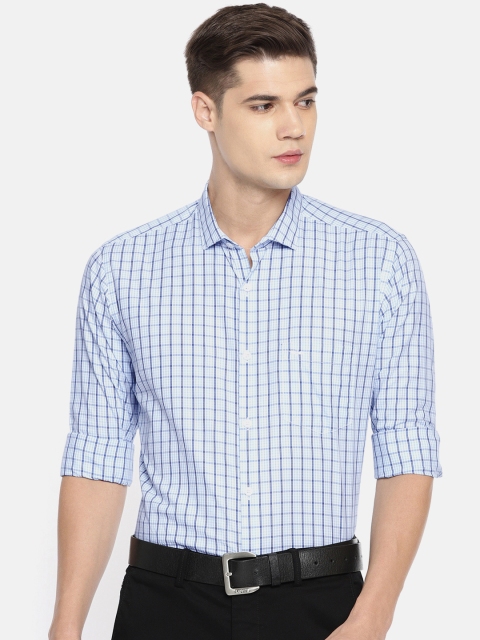 

Park Avenue Men Blue & White Slim Fit Checked Smart Casual Shirt