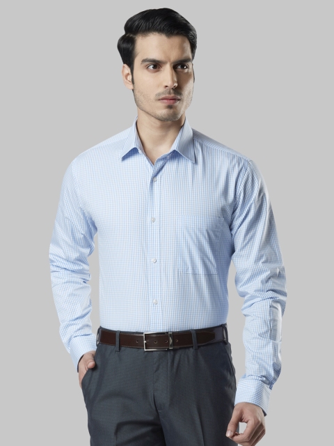 

Raymond Men Blue & White Slim Fit Checked Formal Shirt