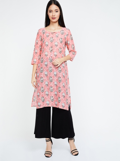 

Melange by Lifestyle Women Pink Printed Straight Kurta