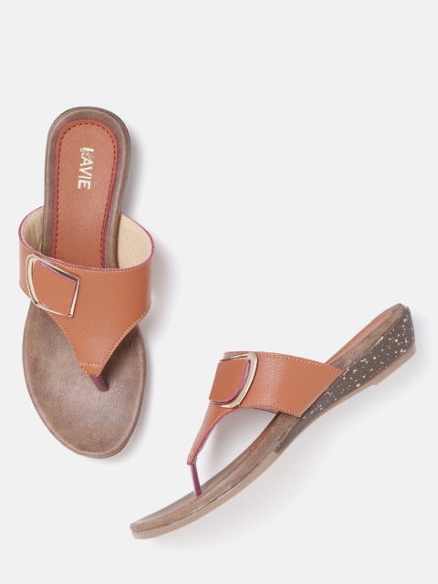 

Lavie Women Tan Brown Solid Open Toe Flats