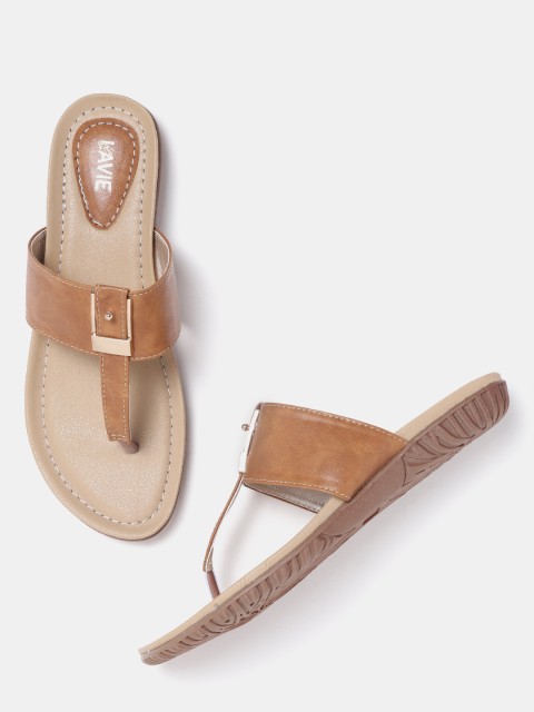 

Lavie Women Brown Solid T-Strap Flats