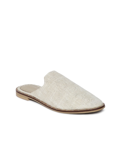 

TRENDS & TRADES Women Off-White Woven Design Mules