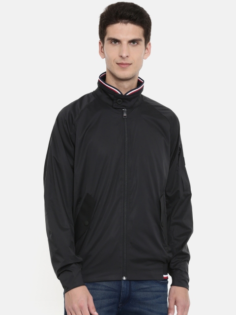

Tommy Hilfiger THFLEX Men Black Solid Water Repellent Bomber Jacket