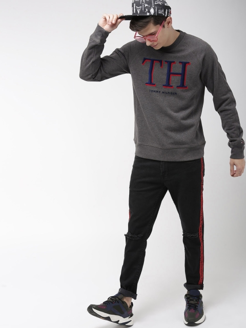 

Tommy Hilfiger Men Charcoal Grey Self Design Sweatshirt