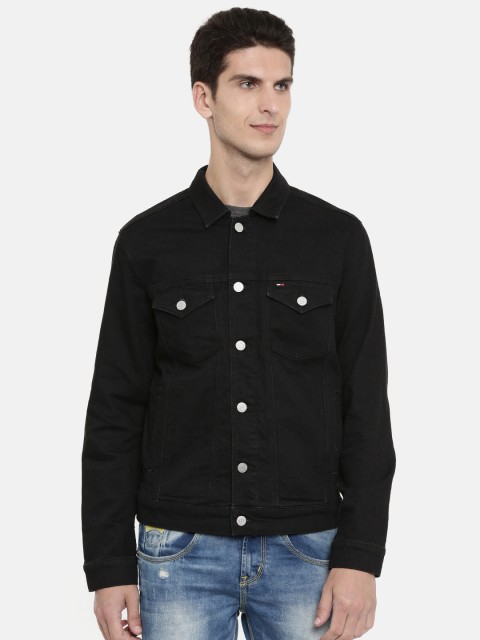 

Tommy Hilfiger Men Black Solid Denim Jacket