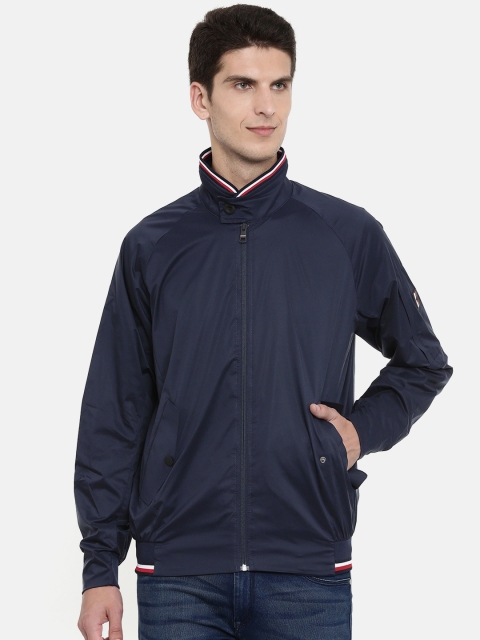 

Tommy Hilfiger THFLEX Men Navy Blue Solid Water Repellent Bomber Jacket