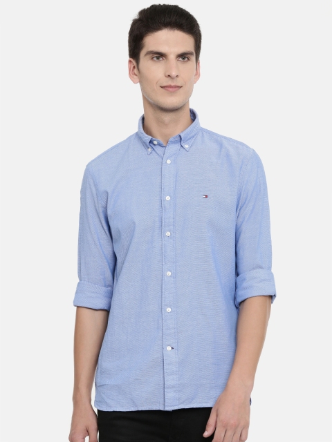 

Tommy Hilfiger Men Blue Regular Fit Self Design Casual Shirt